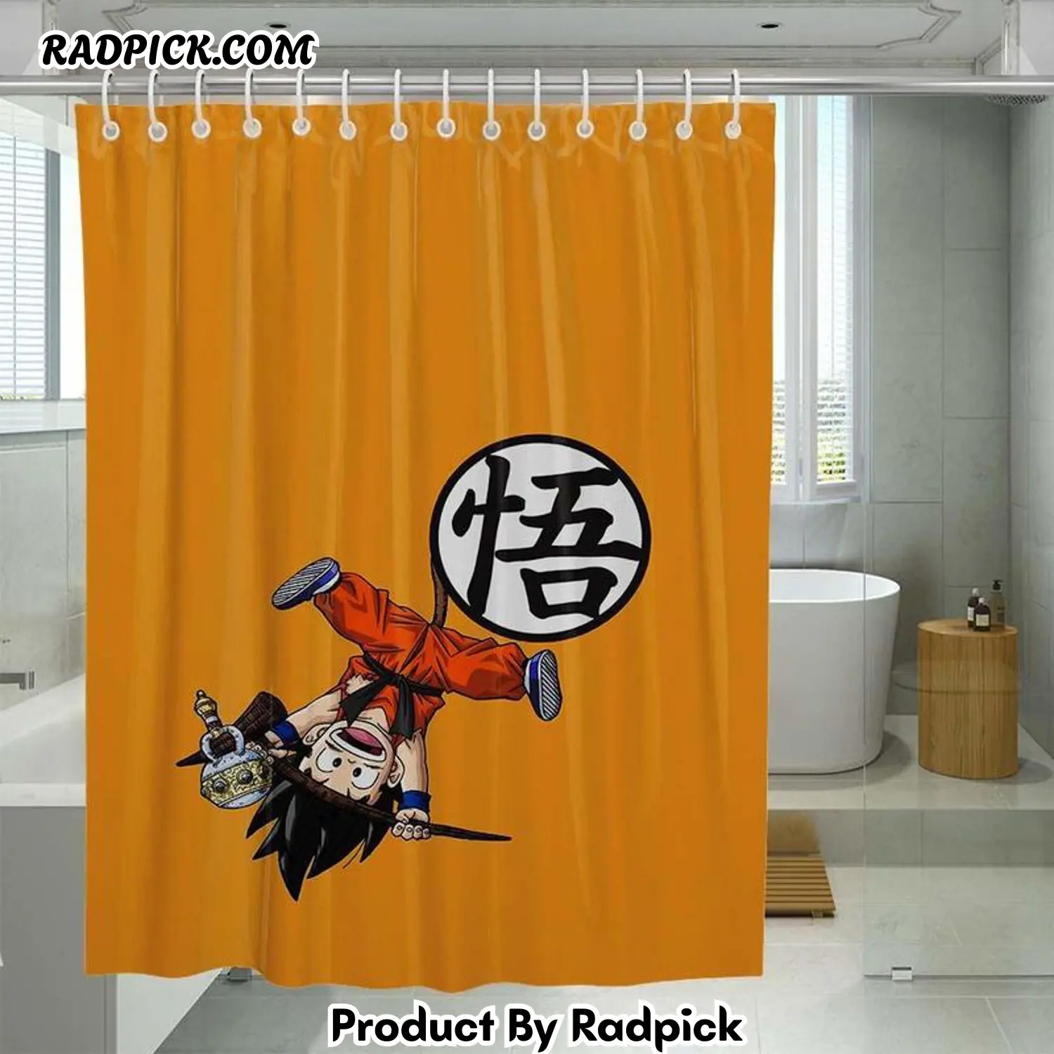 Funny dragon ball orangeanimeshower curtain set for bathroom decor gift for friends rp387886
